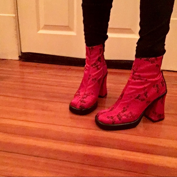 SOLD Oriental floral chunky heels | vintage - Picture 8 of 8